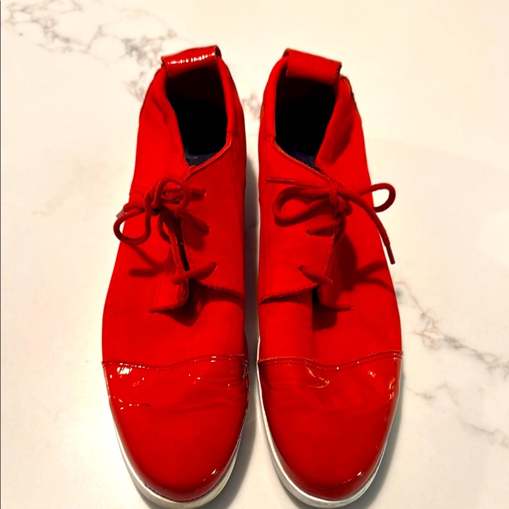 Arche Womens Suede Slip-On Lace-Up Sneakers Red Sz 10